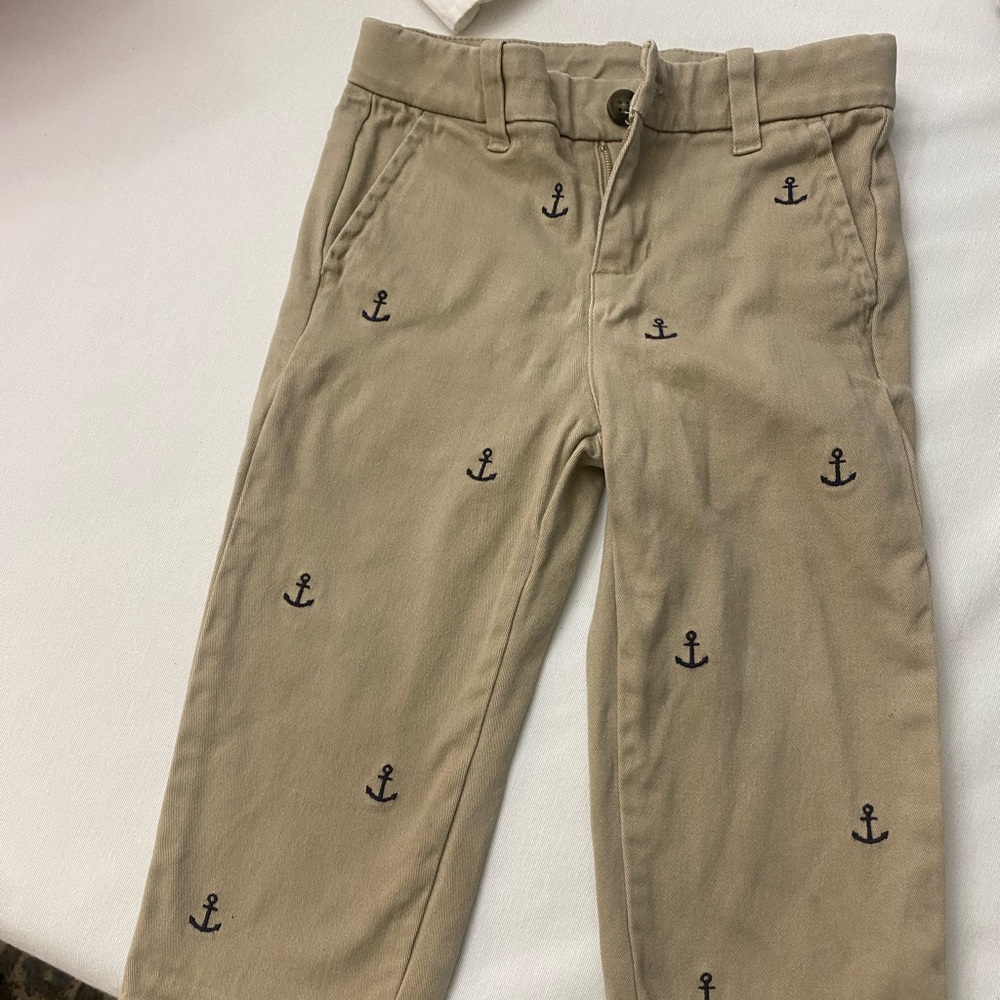 Janie and Jack Khakis Embroidered with anchors - 18 to 24 months
